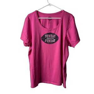 Life is Good Pink Football Graphic Short Sleeve Tee T-shirt